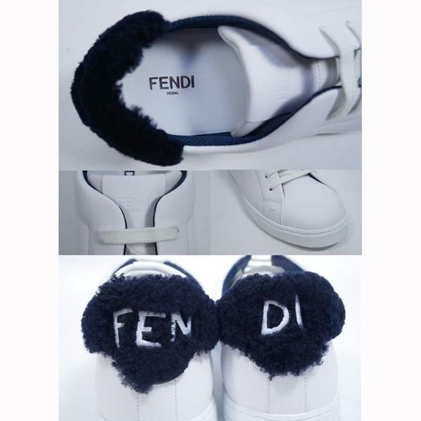 【国内発】 FENDI スニーカー レザー ムートン ボア付き 白 7E1165-A3X9-F13SZ